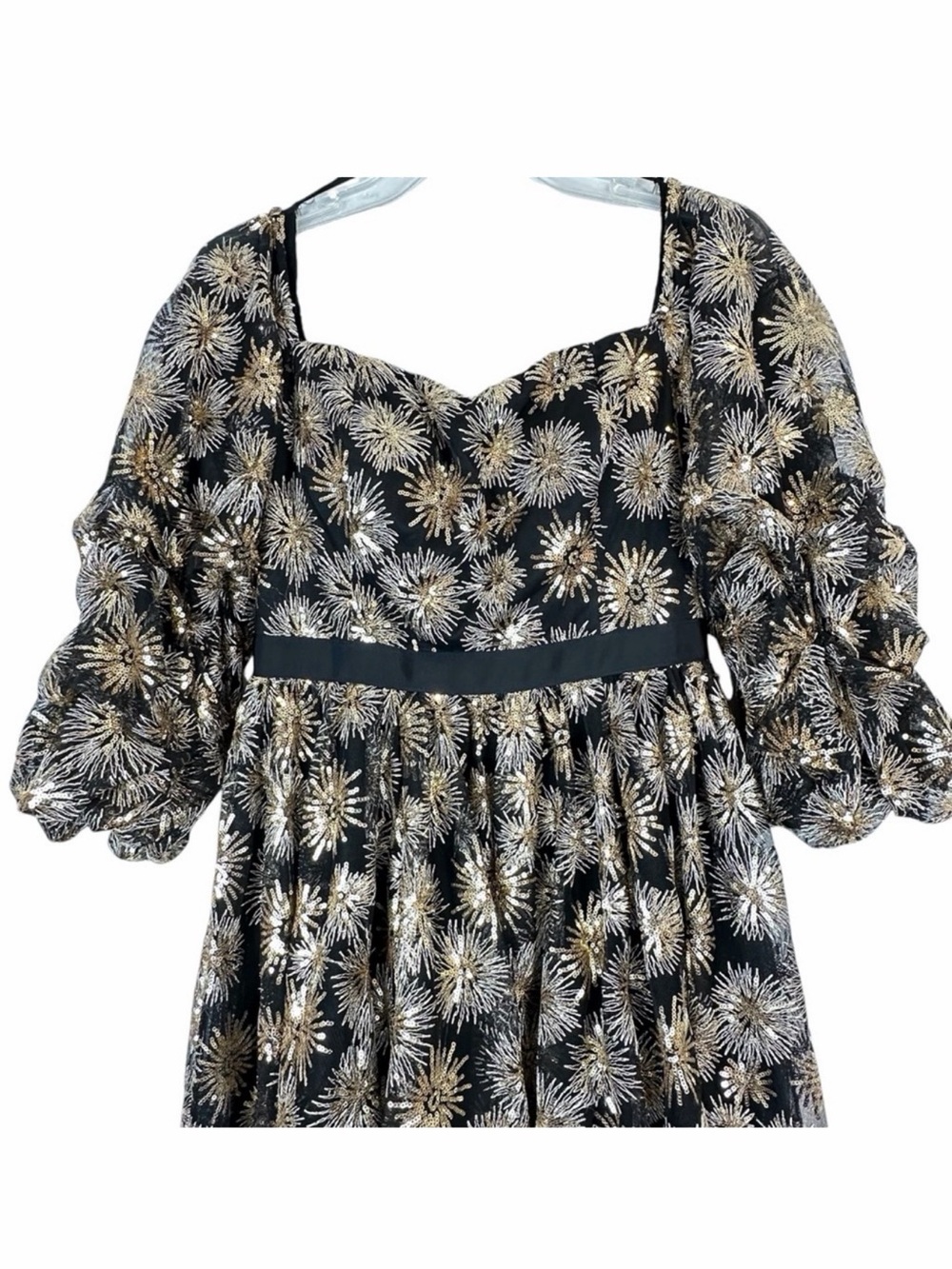 Zendaya Collection for Aqua Fireworks Dress Black Gold Sheer Hi-Low Size S - Picture 4 of 6